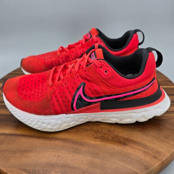 Nike Free RN Flyknit 2 Shoes Women's 7.5 Red Low Top Athletic Running Sneakers - Picture 3 of 8